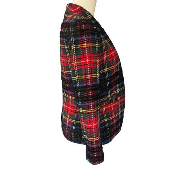 J. Crew Going-Out Lurex Metallic Steward Tartan Blazer Plaid Red Size 00 XS NWT‎ - Picture 2 of 11